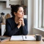 Woman with high-functioning anxiety looking out the window