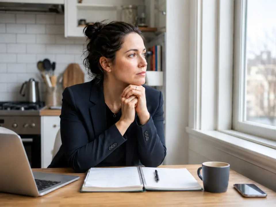 Woman with high-functioning anxiety looking out the window